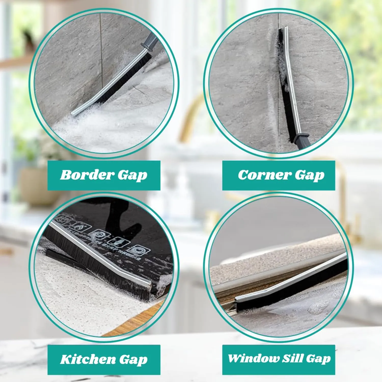 Crevice Cleaning Hard Bristle, Long Handle Brush